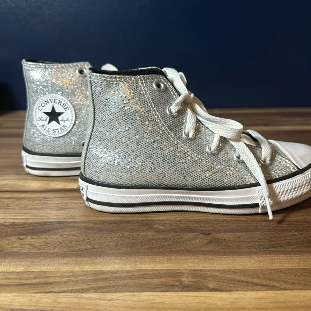 New Converse High Top Silver Sparkle Sneakers